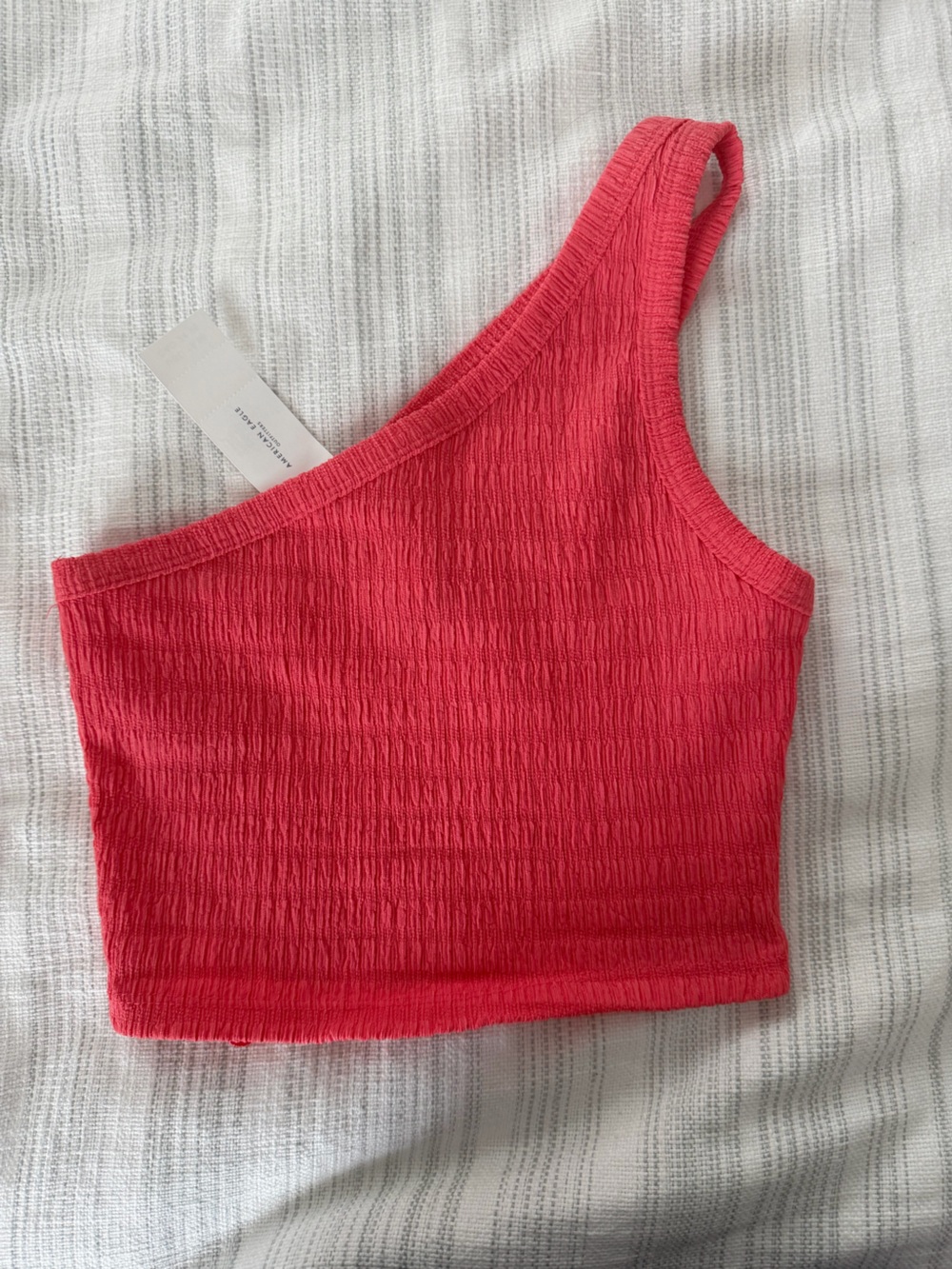 New with Tags American Eagle One-Shoulder Ribbed Crop Top - Coral Pink